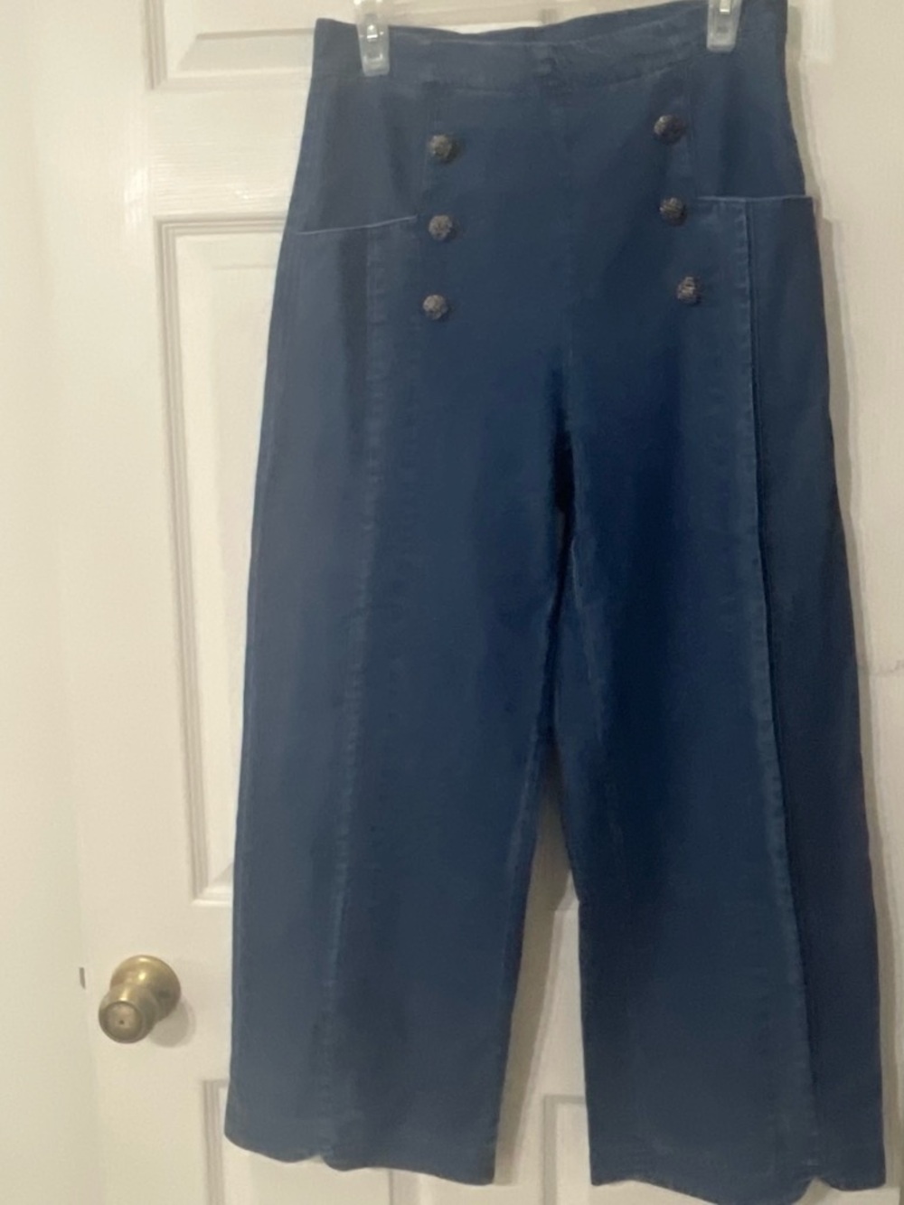 entro Navy High-Waist Wide Leg Sailor Pants